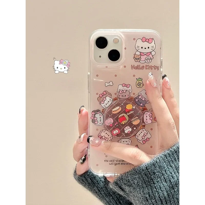 

Новый IPhone15 Sanrio Kawaii Hellokitty Вращающийся Кронштейн чехол для телефона аниме мультфильм анти-столкновения аксессуары подарок девушке на день рождения