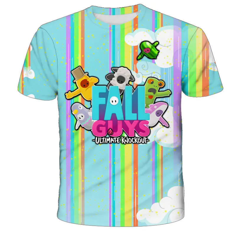 

Kawaii Stumble Guys Shirt Boy T-shirt Shorts Cartoon Tees Kids Clothing Baby Kid Girls Tops Children Clothes Summer Short Sleeve