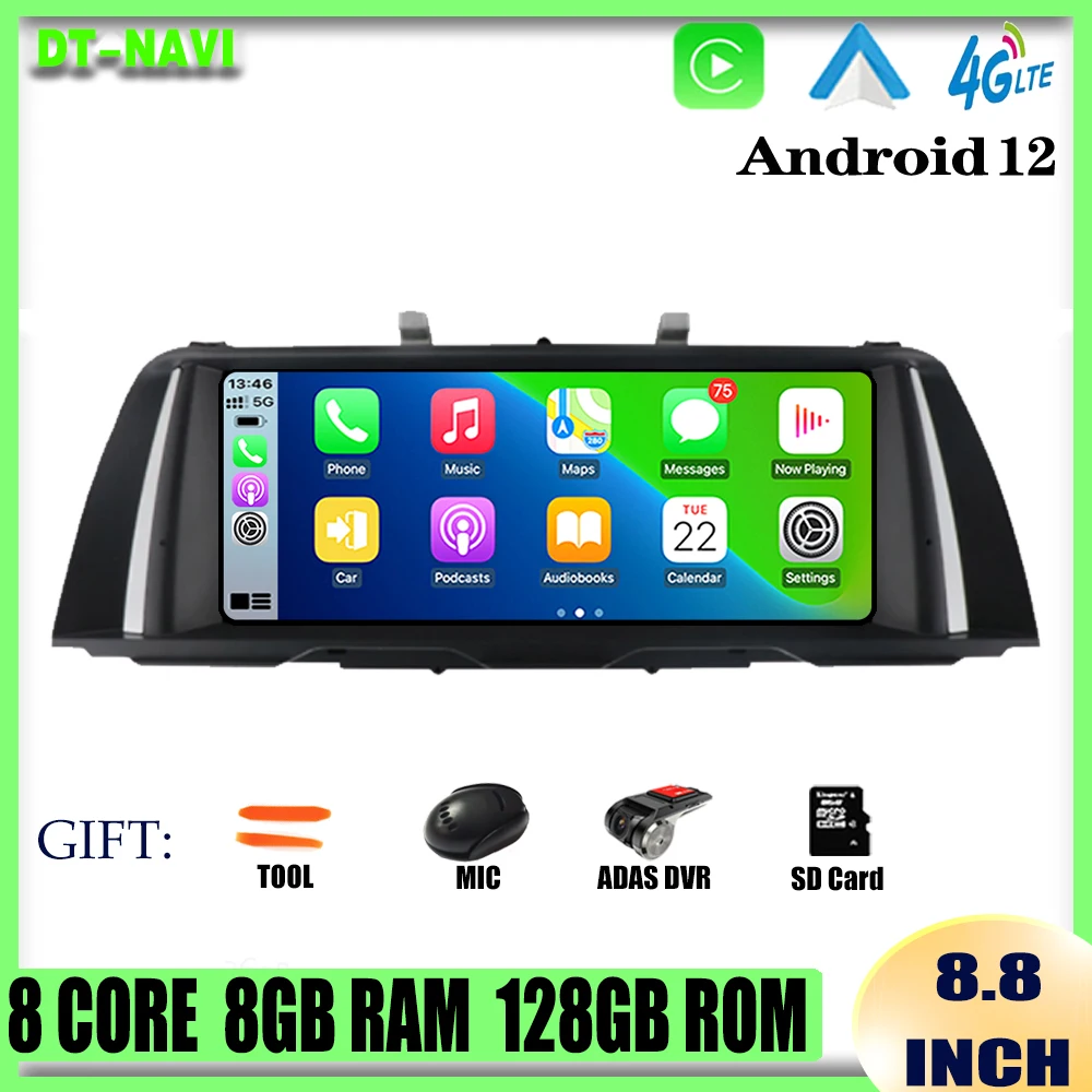 

8.8" Screen Android12 Car Radio Multimedia Player Navigation GPS Carplay WIFI BT For BMW 5 Series F10 F11 2010 - 2016 CIC NBT