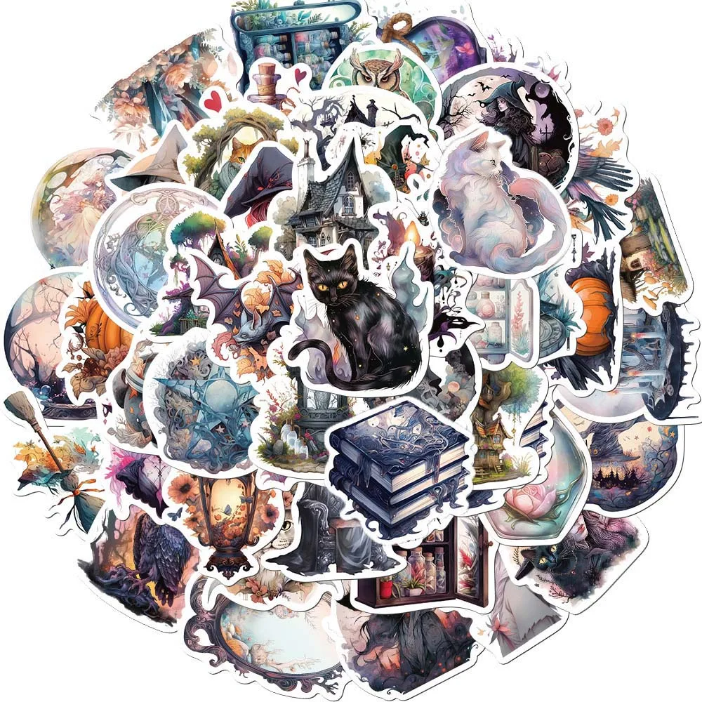 

10/50pcs Gothic Dark Magic Witch Varied Sticker Pack for Kids Scrapbooking Travel Luggage Laptop Car Decoration Sticker Decals