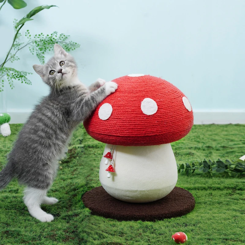 

Cat Scratcher Post Mushroom-Shape Sisal Scratching Climb Frame Tower Pet Cat Wear-resistant Furniture Crawling Cat Toys