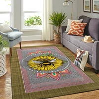 the sunflower a bee in mandala pattern hippie area rug room mat floor anti slip carpet home decoration themed living room carpet