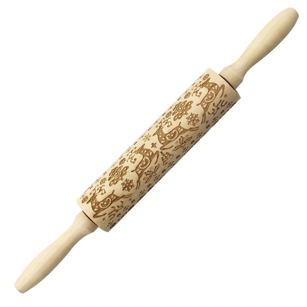 

Christmas Rolling Pin Roller Embossing Woodenengraved Embossed Doughparty Decor