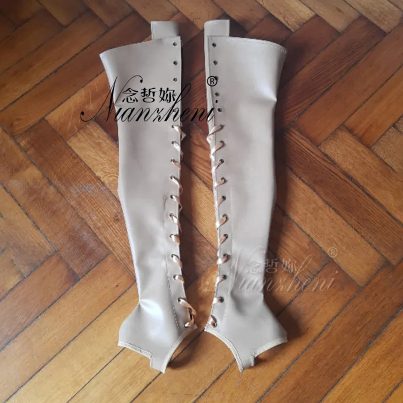 Змеиная кожа съемная 20 см каблуки шнурки коленные сапоги 8 дюймов открытые пальцы