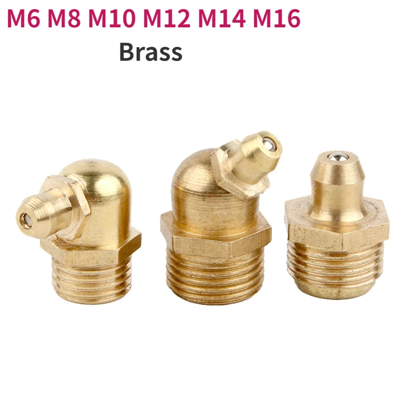Латунная смазка M6 M8 M10 M12 M14 M16, соска Zerk, медная масляная резьба, Прямая 45 90 градусов, универсальные соединительные сопла для смазки