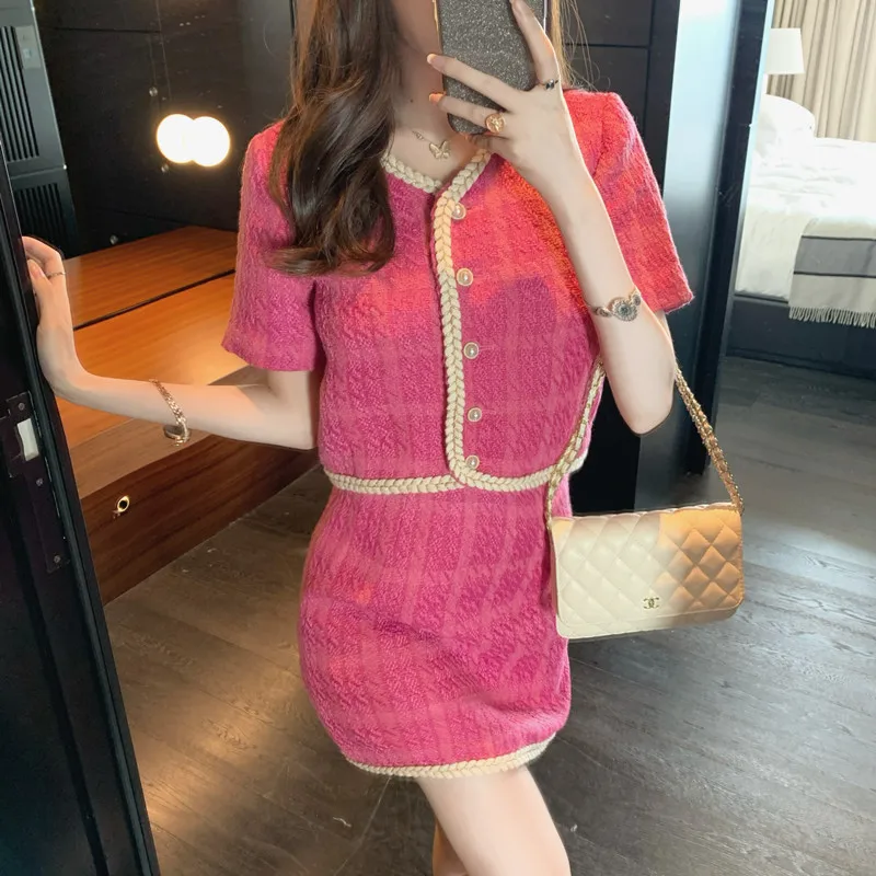 Женский модельный костюм из двух предметов элегантный милый твидовый пиджак и