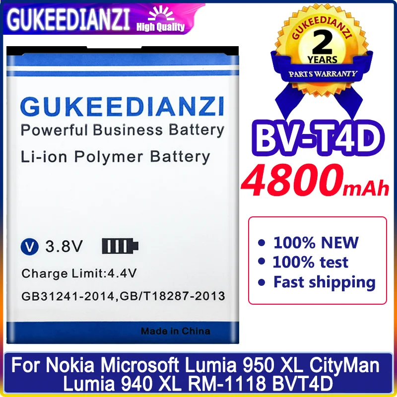 

BV-T4D 4800mAh Replacement Battery For Nokia Microsoft Lumia 950 XL CityMan Lumia 940 XL RM-1118 RM-1116 BVT4D BV T4D Batterie