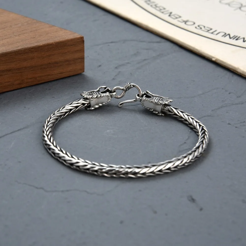 Настоящая твердая цепочка из стерлингового серебра 925 пробы мужской браслет с