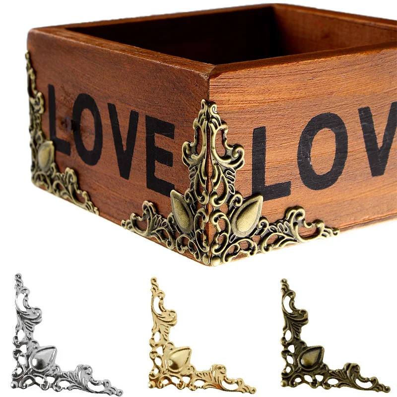 

10pcs Metal Corner Brackets Gold Bronze Color Corner Brackets for Photo Book Frame Furniture Corner Protector Vintage Decoration