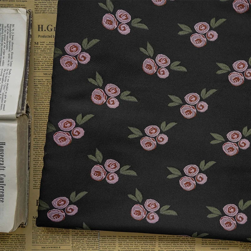 

Yarn-dyed Jacquard Fabric Black Spring Autumn Dress Bag Bouquet Floral Cloth Fashion Design Sewing Wholesale Material by Meter
