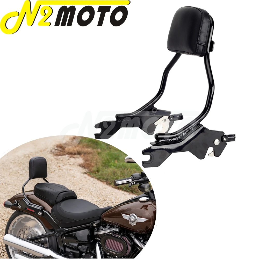 

Motorcycle Passenger Backrest Sissy Bar Pads Upright Standard Height For Harley Fat Bob FXFB 114 FXFBS 2018 2019 2020 2021 2022