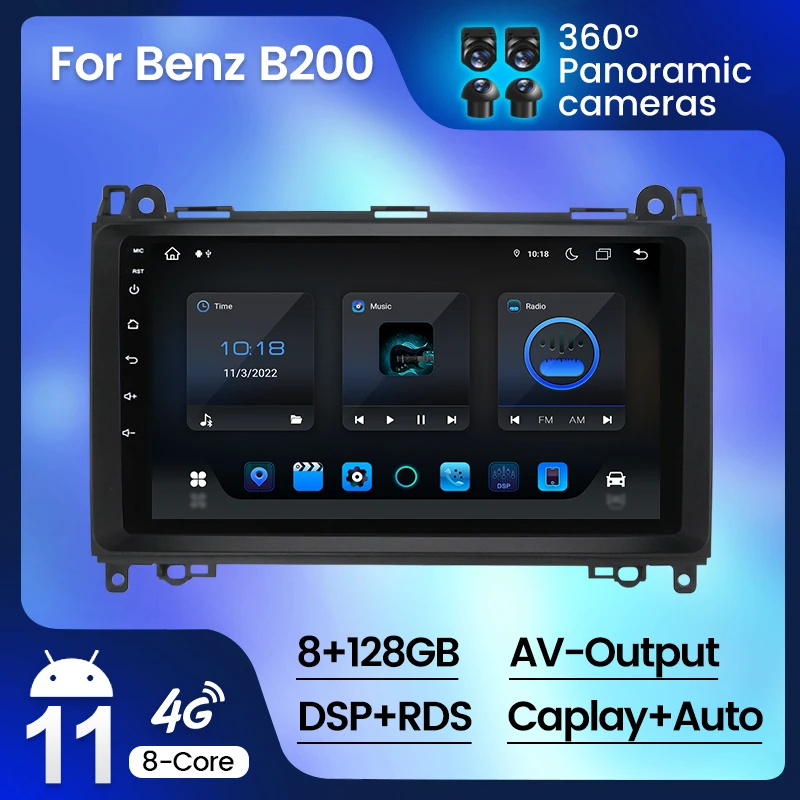 Автомагнитола Carplay стерео-система на Android 11 для Mercedes Benz B200 класс A B W169 W245 Viano Vito W639