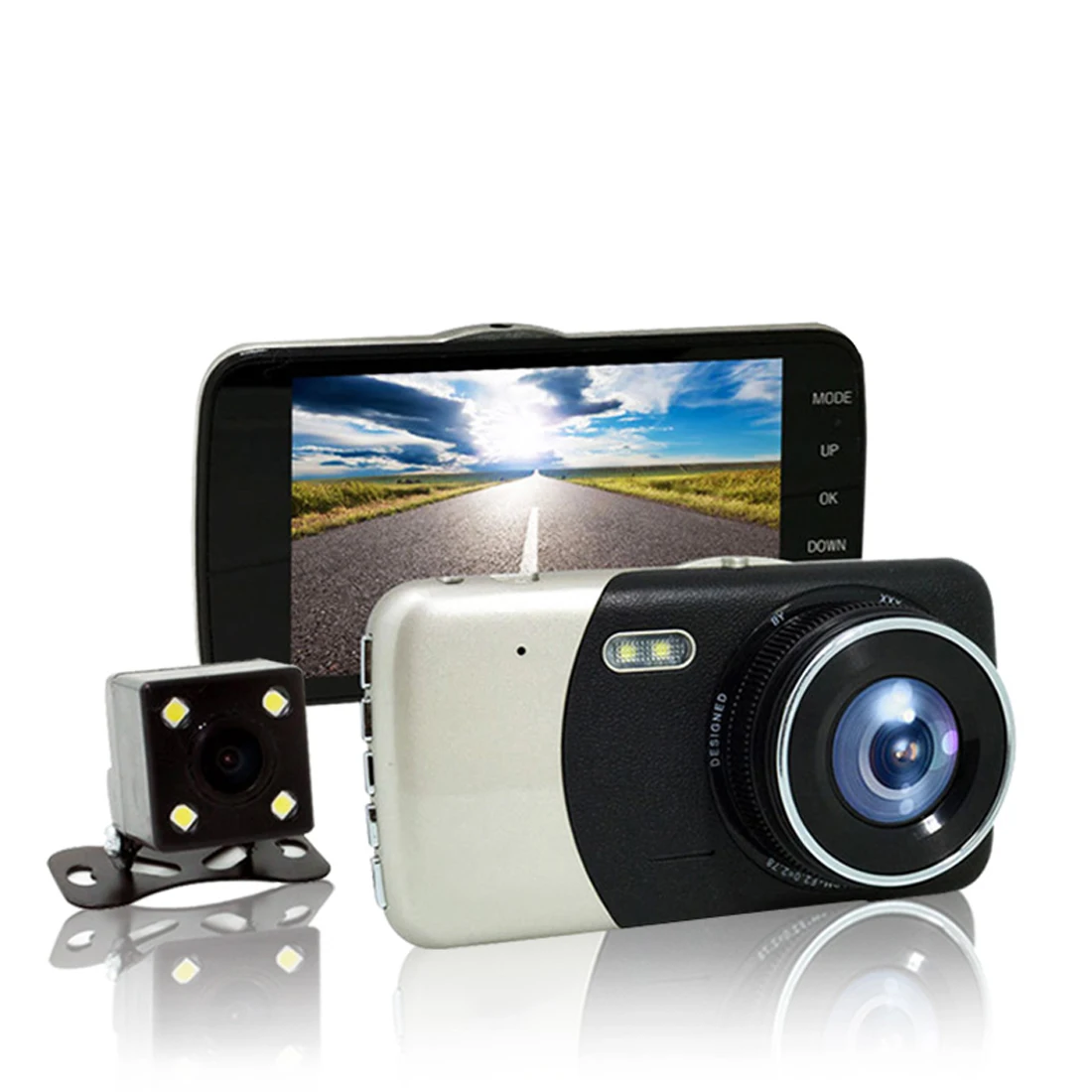 

Promotion 4 Inch Driving Recorder Front And Rear Dual Lens Screen Wide-Angle Hd 1080P Car Dvr Parking Monitor