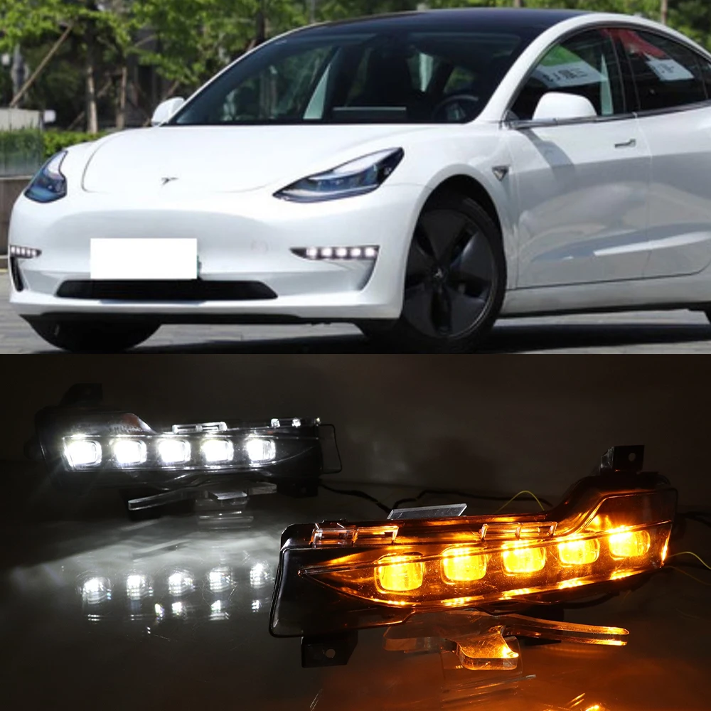 

Car Flicker Is Suitable for Tesla Model 3 Car LED Fluorescent Fog Light Turn Signal Light Bar Daytime Running Light