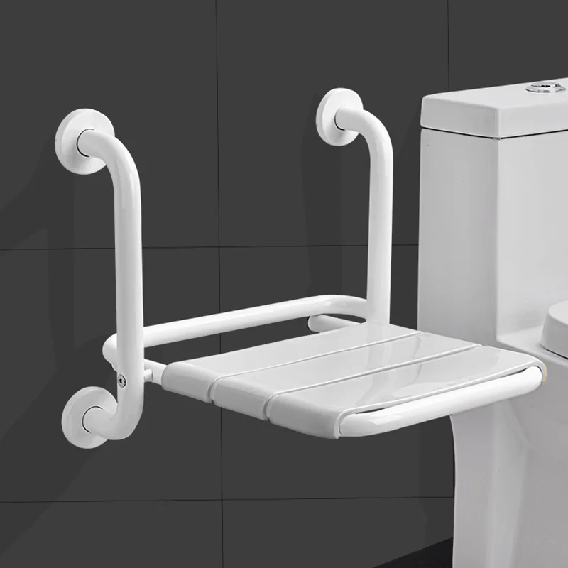 

Folding Toilet Shower Chair White Bathroom Handicap Relaxing Shower Chair Wall Mounted Cadeiras De Banho Home Improvement