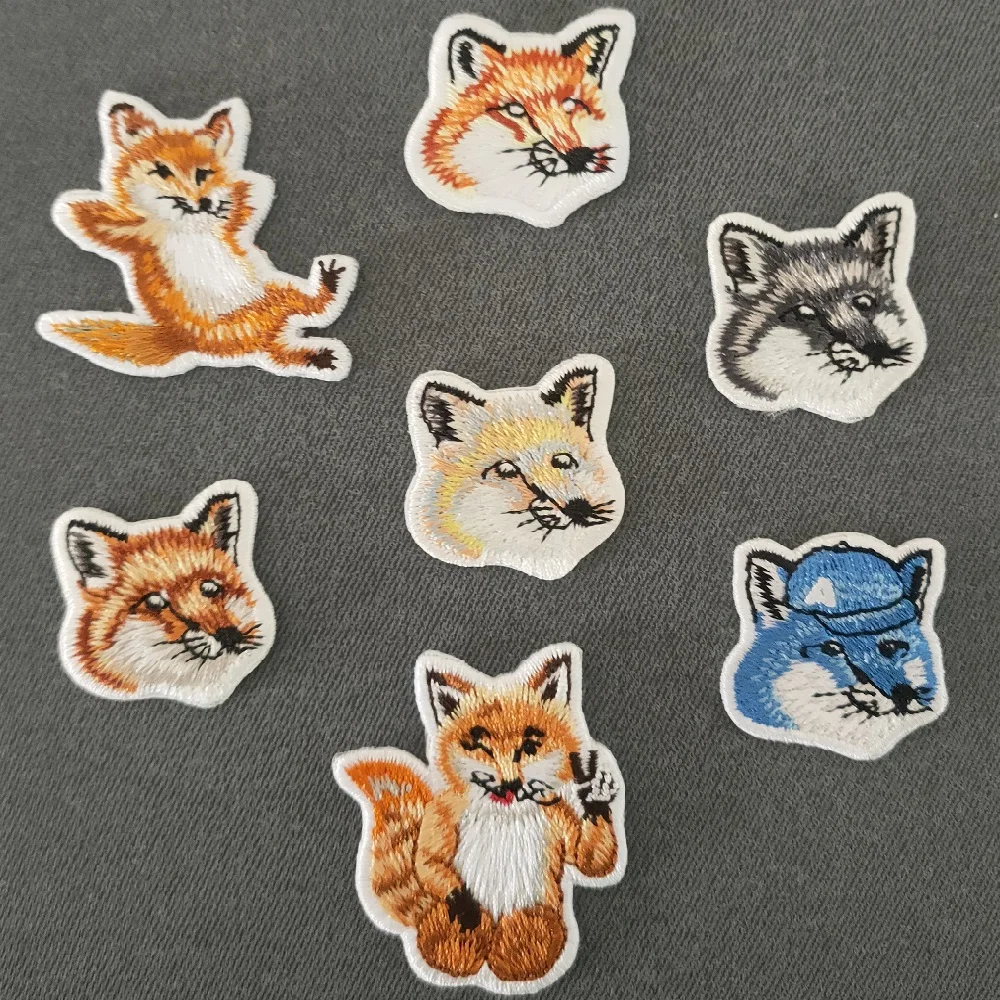 

5/7Pcs Rowling Chic Fox Head Ironing Brand Embroidered Patches For on Clothing T Shirt Thermo adhesive DIY Badges Stickers decor