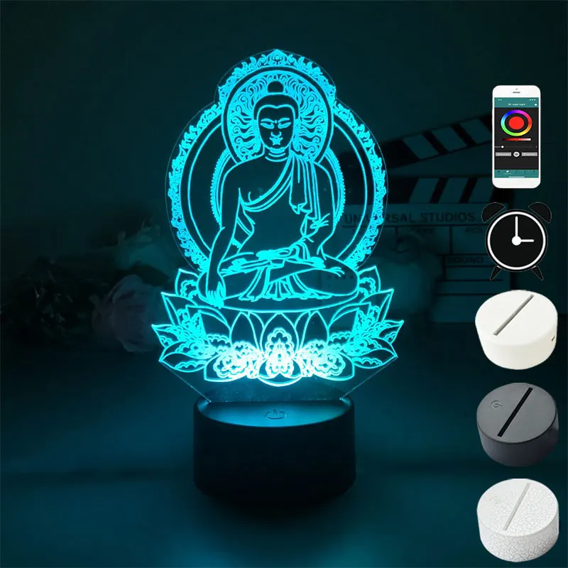 

Creative LED Night Senfor Light The Buddha Image 3D Atmosphere Neon Lamp with Remote Gift for Believer