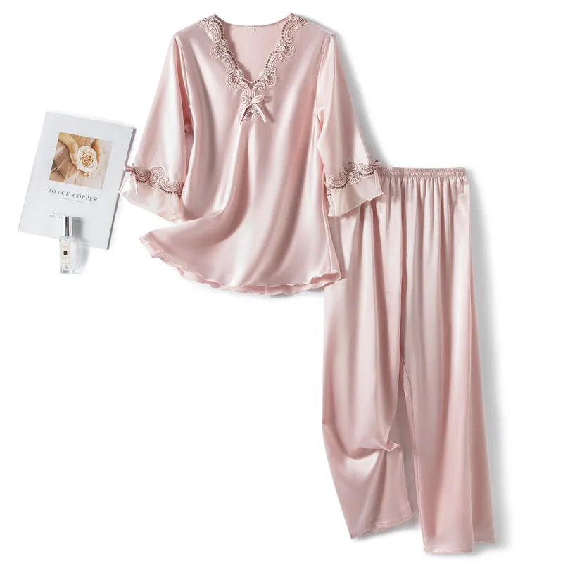 

Комплект пижамный Tulin Женский, модная розовая одежда для сна в стиле пэчворк, Повседневная рубашка и штаны, домашняя одежда, весна-лето