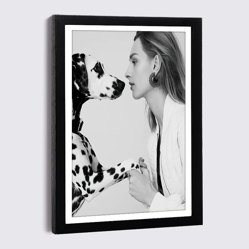 

Wood Picture Frame 5'' 7'' 8'' Spotted Dog Woman Paris Shopping Street Poster with Frame Nordic Black White Photo Frame Luxury