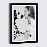 wood picture frame 5 7 8 spotted dog woman paris shopping street poster with frame nordic black white photo frame luxury