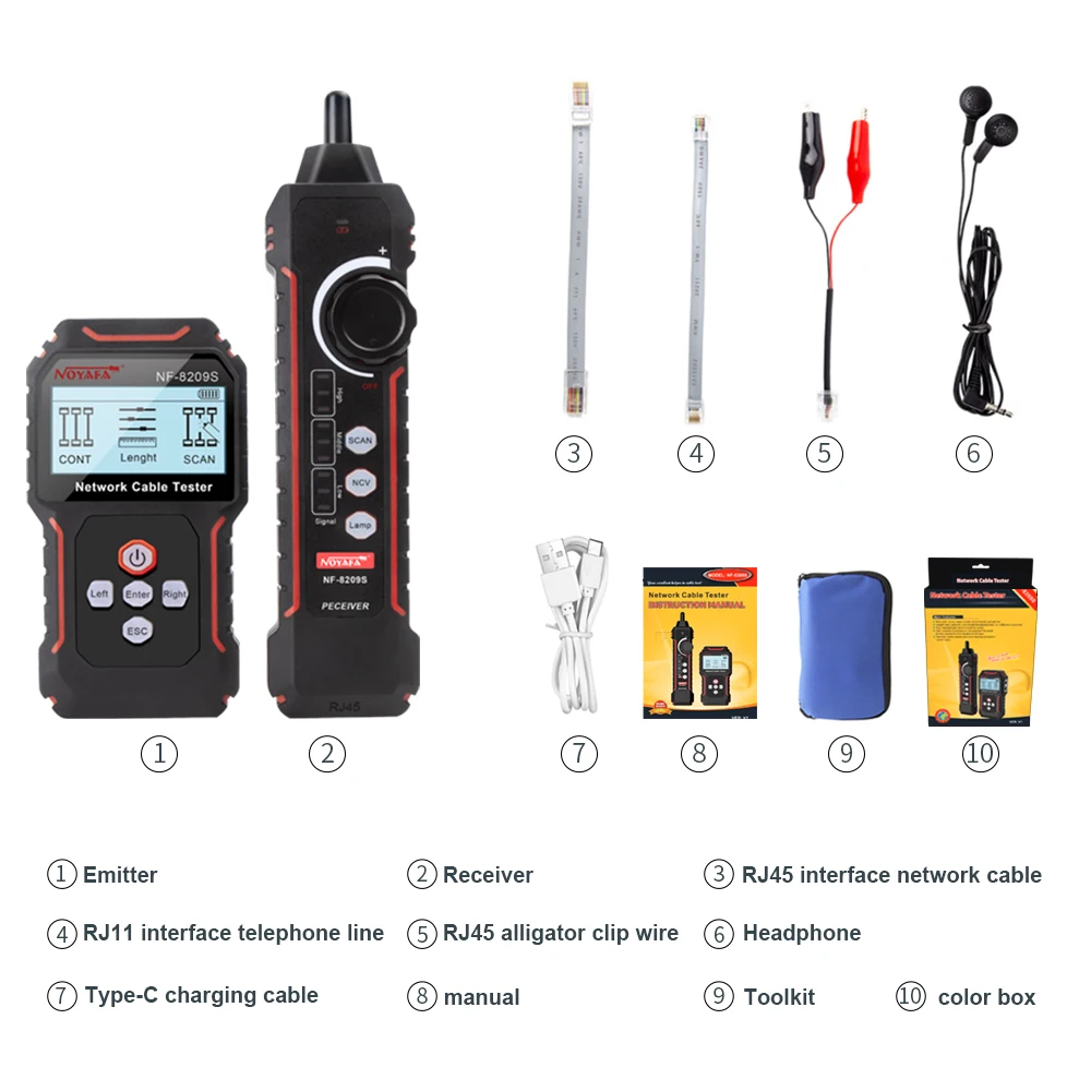 Network Cable Tracker NOYAFA NF-8209S Lan Measure Tester Network Tools LCD Display Measure Length Wiremap Tester Cable Tracker images - 6