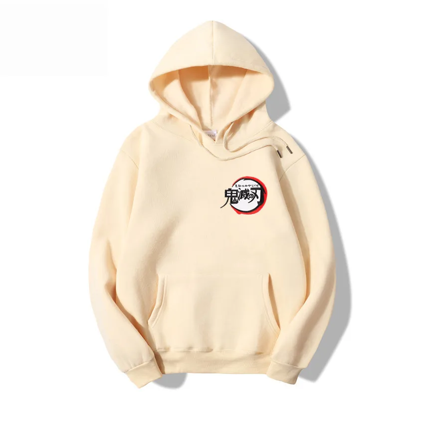 Anime Demon Slayer Graphic Embroidery Mens Hoodies 320g Heavy Fabric Cotton Casual Harajuku Men Hoodie Oversized Clothes Male