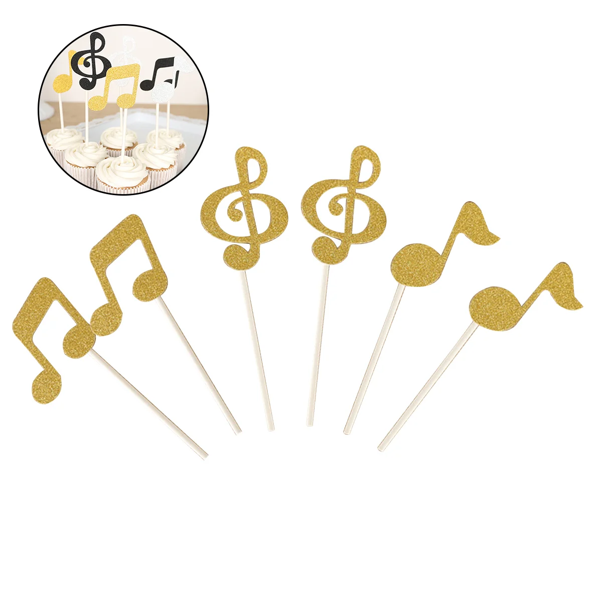 

Cakebirthday Pick Cupcake Musical Topper Toppers Picks Decorationdecorations Note Party Notation Colored Dessert Gold Decorative