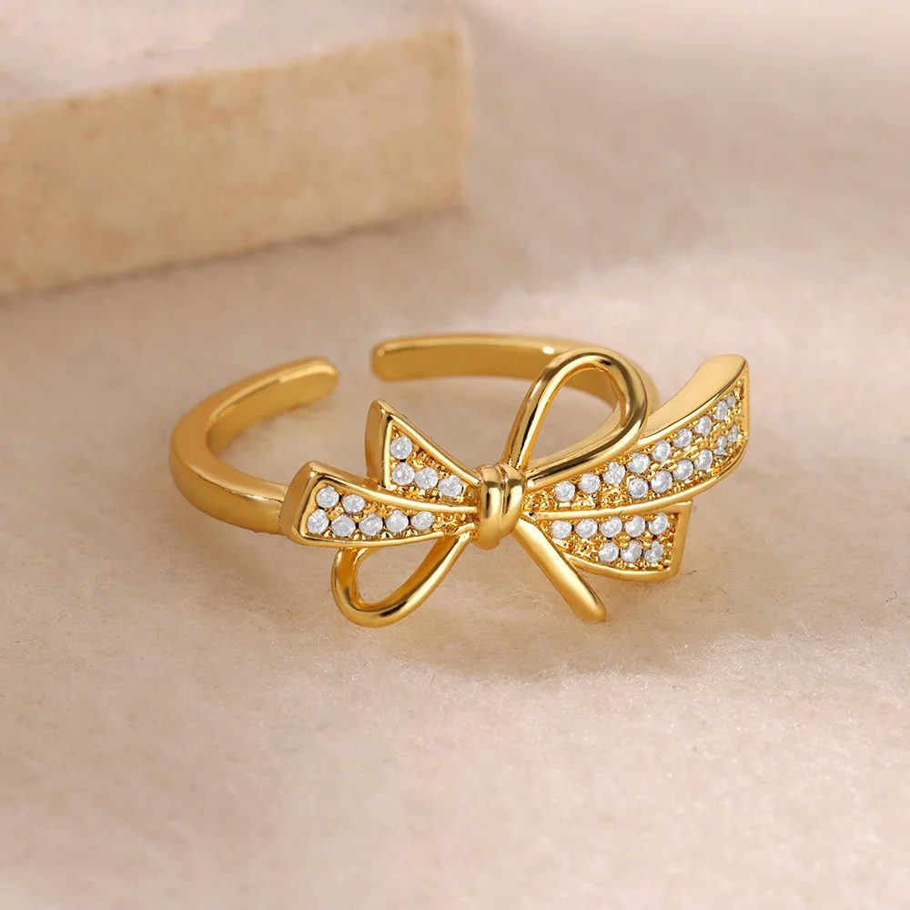 Кольца-бабочки для женщин золотого цвета нержавеющая сталь пчелы бант