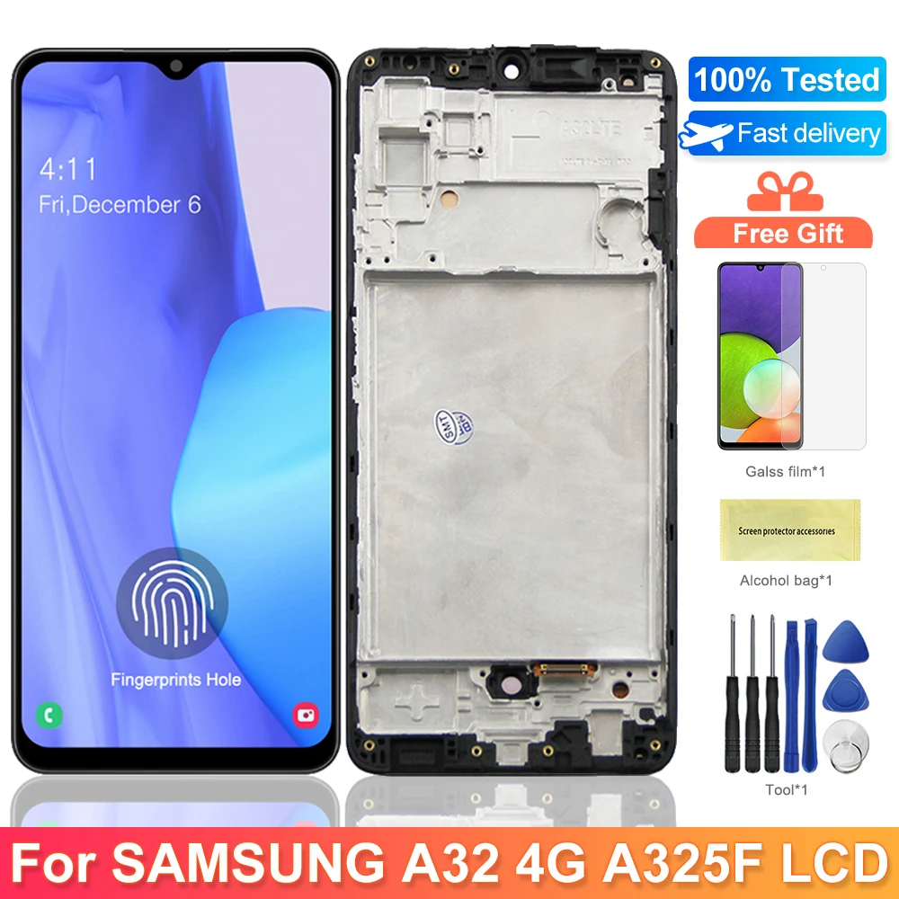 ЖК-дисплей 6 4 ''Super AMOLED A32 4G с рамкой цифровой сенсорный экран в сборе для Samsung