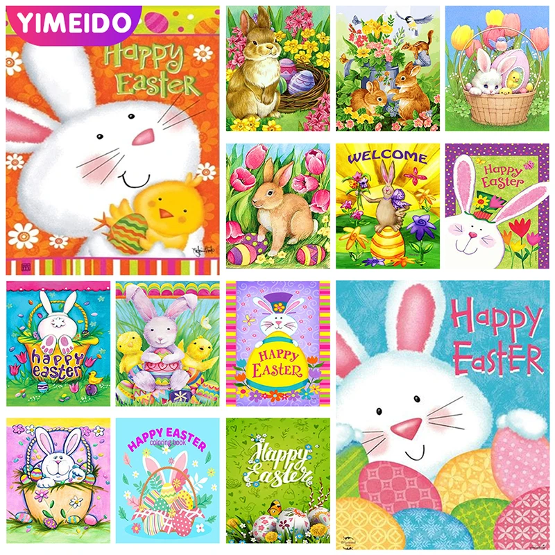 

Набор для алмазной живописи YIMEIDO с животными AB, кролик, яйцо, сумка на молнии, цветы «сделай сам», счастливая Пасха, стразы, алмазная вышивка, ...