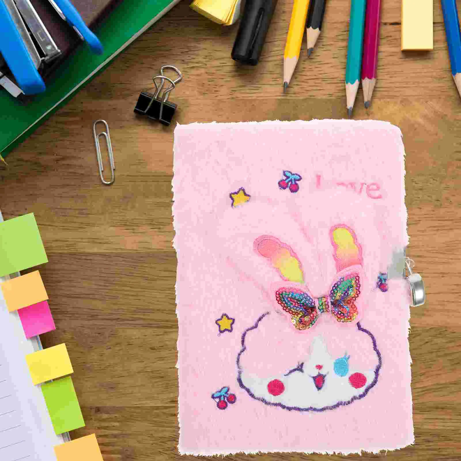 Фото Kawaii блокнот планировщик симпатичный мультяшный кролик узор записная книжка плюшевая записная книжка ежедневник пианнинг мелкая офисная поставка №2
