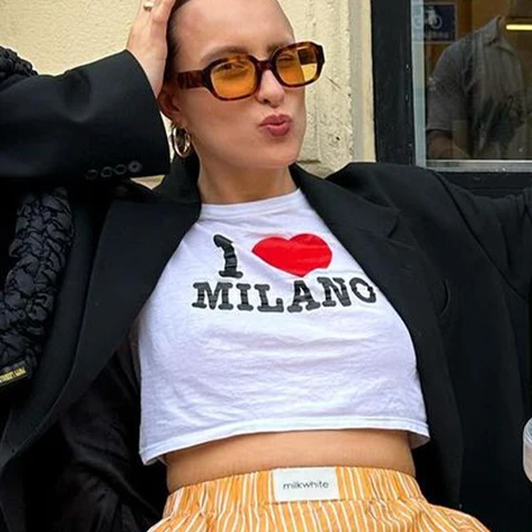 Женские футболки CDJLFH  I Love Milano Print