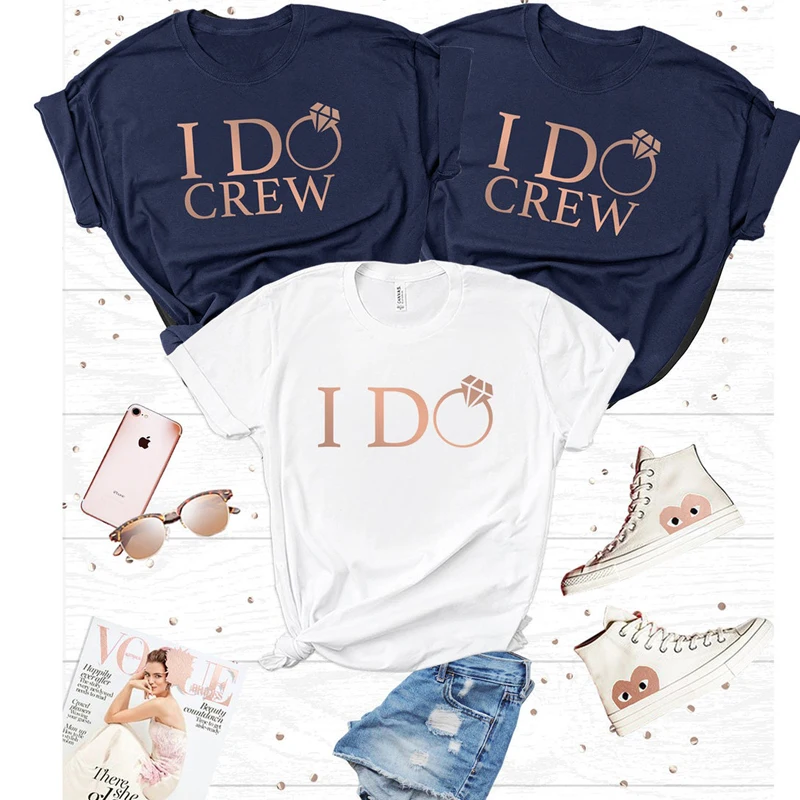 

I Do Crew Bachelorette Bride Party TShirt Bride Squad Ladies T-Shirt Women Slogan Grunge Tops Girls Squad Wedding Party Clothes