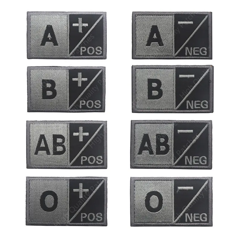 

Blood Group Badge Embroidered Identification Badge POS Helmet Cap Badge Square Magic Sticker A+ B+ AB+ Patches for Clothing DIY