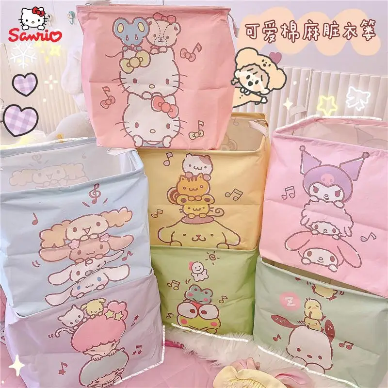 

Мультяшный Sanrios Hello Kitty Cinnamoroll Kuromi Kawaii милый дом общежитие грязная одежда игрушки корзина для хранения закусок детский подарок