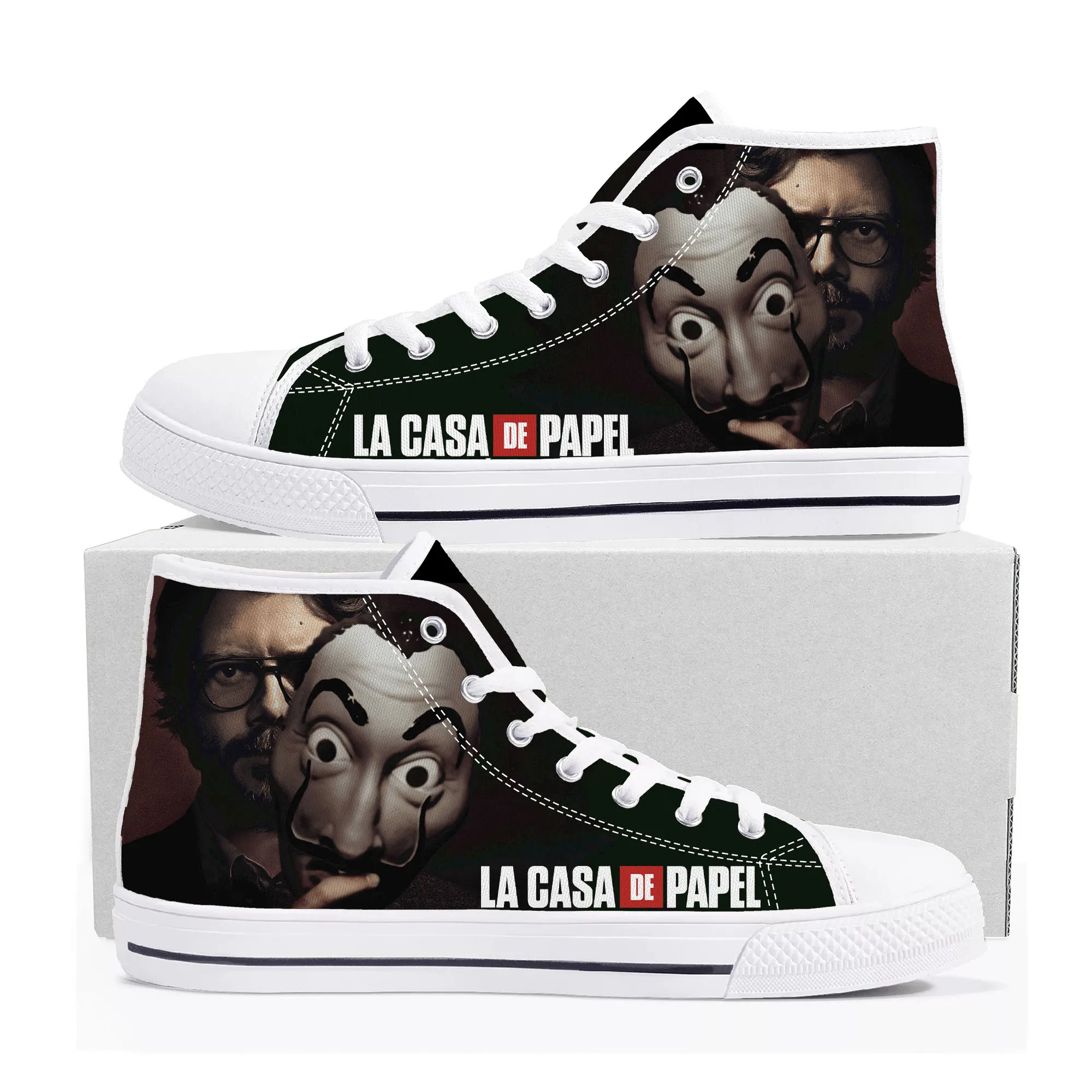 

La Casa De Papel High Top Sneakers Mens Womens Teenager High Quality Money Heist Canvas Sneaker couple Casual Shoe Custom Shoes