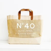 Personalised Name Text Number 40th Birthday Gift Burlap Tote Bags, Custom Shopping Bag Beach Bag Gift ideas for Her Jute Shopper