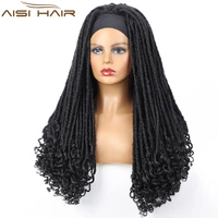 aisi hair synthetic dreadlock braided headband wig goddess faux nu locs curly wig heat resistant black wigs for black women