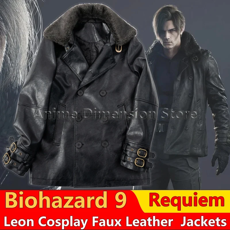 Фото Костюм для косплея Леона Скотта Кеннеди из Resident Evil 9: Requiem, черная кожаная куртка с искусственным мехом, 3'x,4'f\6/Game Biohazard Resident 9 Requiem Leon Scott Kennedy Cosplay Costumes Black Leather Jacket With Faux Fuf;5,b'7\k. №2
