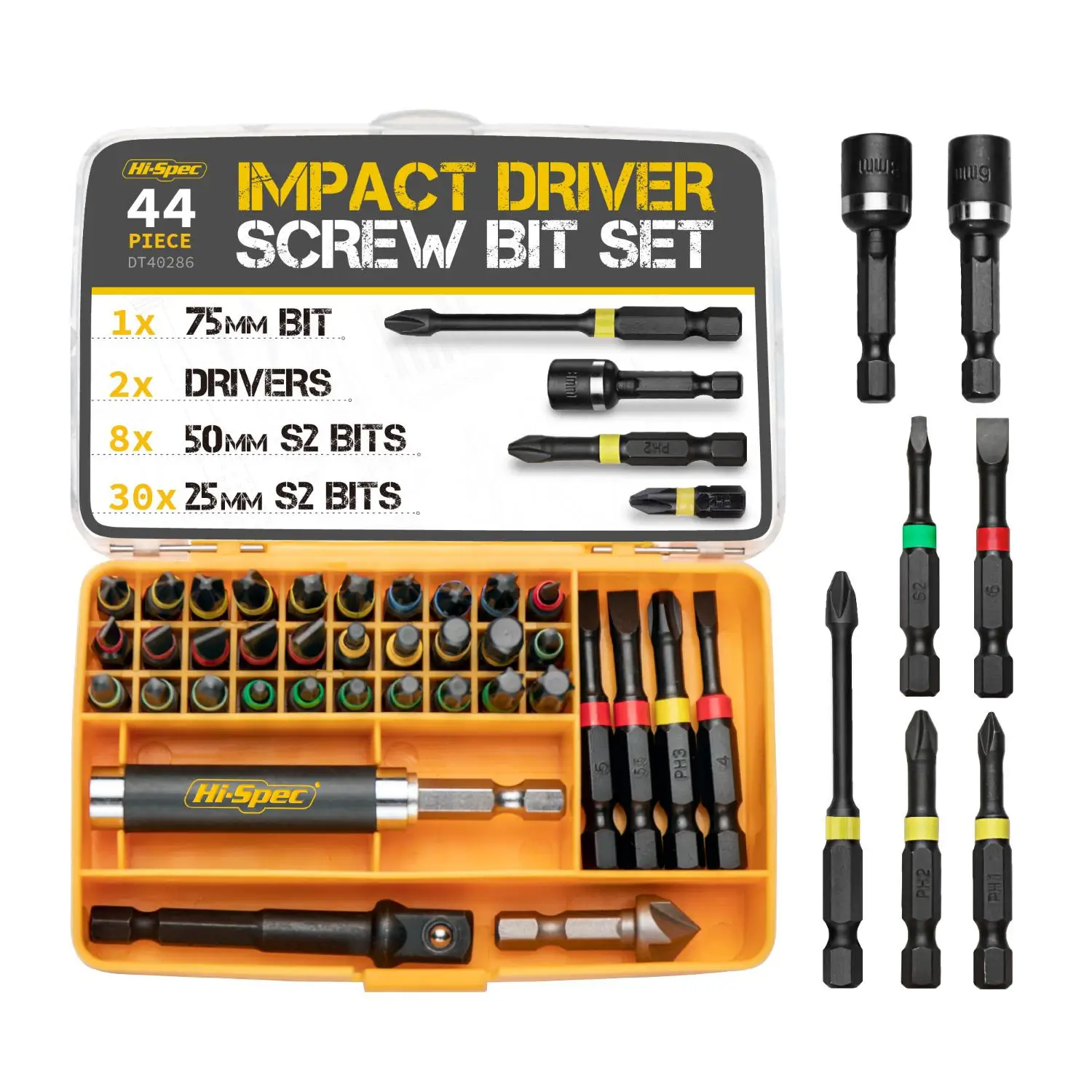 Premium 44pc Impact Driver Drill Bit S2 Screwdriver Bits Set Power Tool Acessories Home Appliances Repair Hand Tools Kit