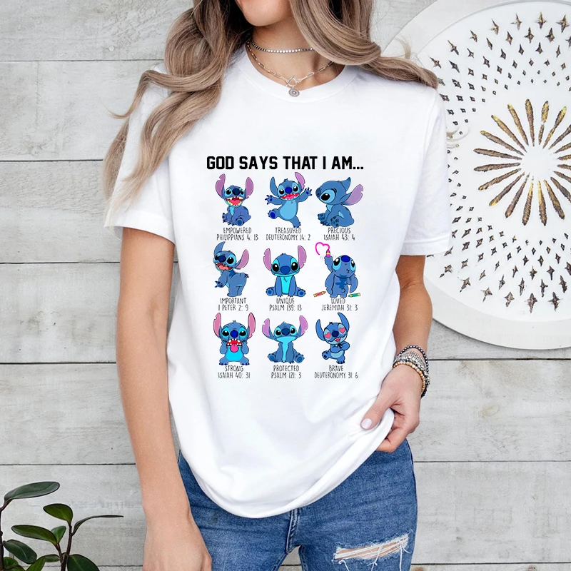 Женская футболка с принтом God Says That I Am Lilo And Stitch из чистого хлопка повседневный топ