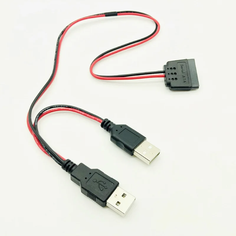 

Кабель питания SATA-USB, адаптер USB для жесткого диска 40 см, USB 5 В, штекер на 15 контактов SATA, гнездо USB, источник питания для ноутбука 2,5 дюйма, SATA HDD ...