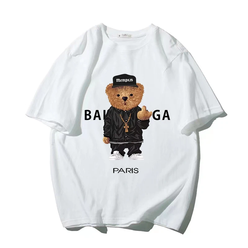 

Summer Men T Shirt Bear Printed Graphics Tees Luxury Brand Vintage Short Sleeve Blouse Trendy Oversize Tops Sportwear Clothes