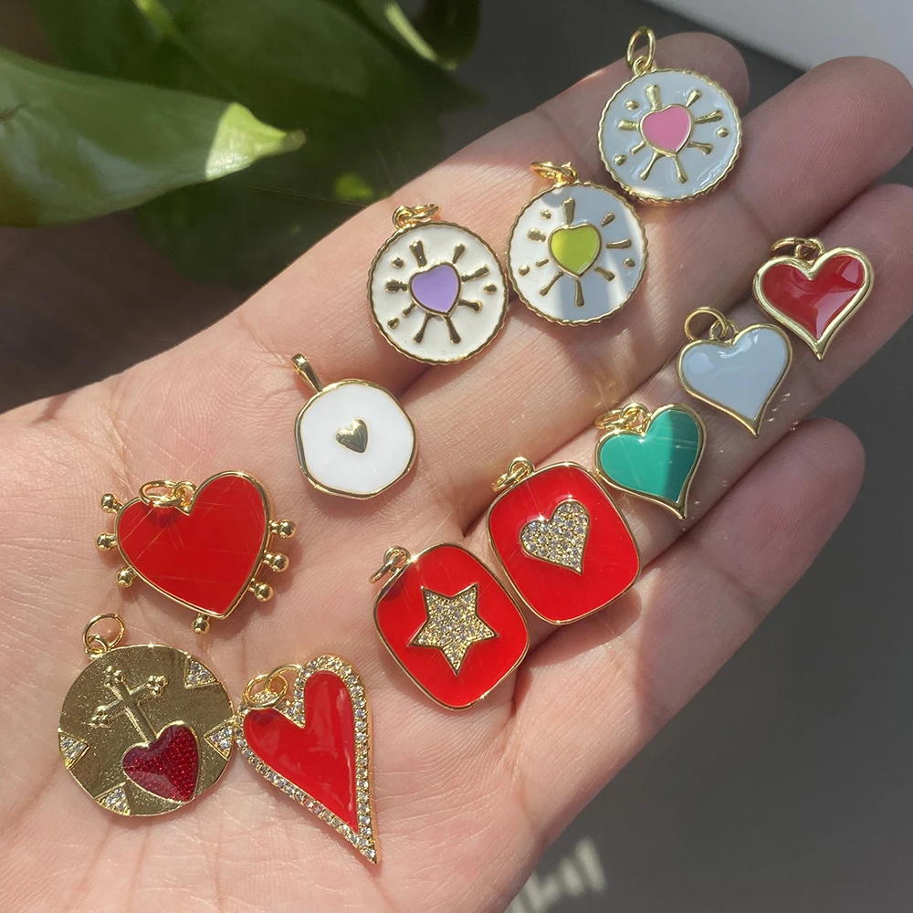 

Fashion Red Heart Charms for Jewelry Making Supplies Enamel Charms Tarot Card Handmade Jewelry Diy Necklace Earrings