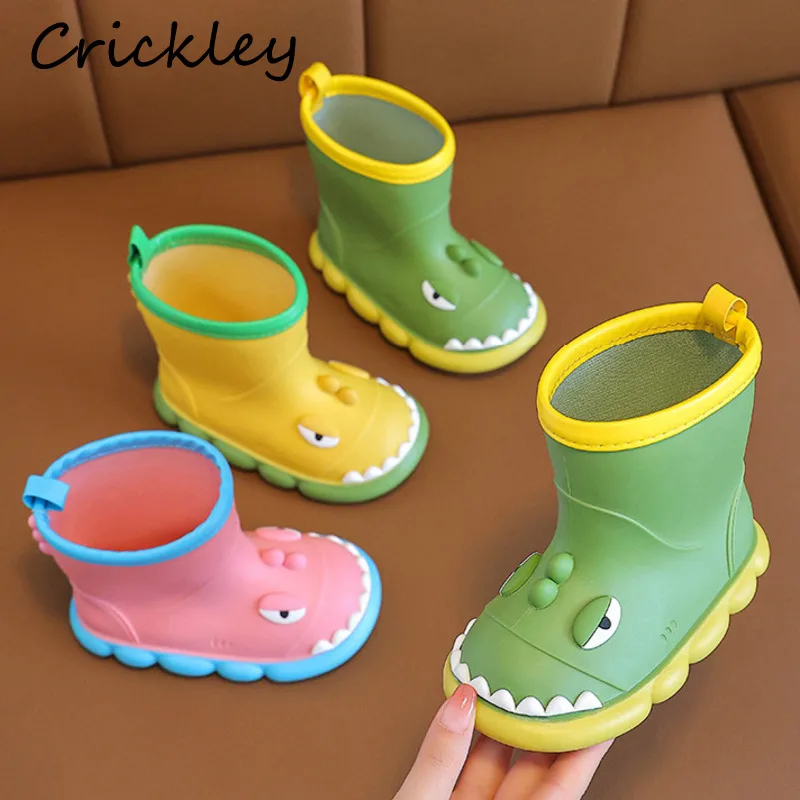 

New Dinosaur Cartoon Children Rain Boots PVC Waterproof Anti Slip Water Shoes For Boys Girls Fashion Slip On Kids Rainboots