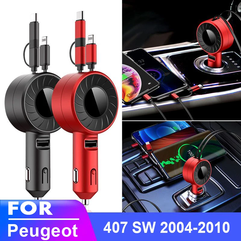 

USB Type C Car Charger for iPhone Android HUAWEI HONOR Xiaomi POCO X3 Redmi Samsung Galaxy Realme for Peugeot 407 SW 2004-2010