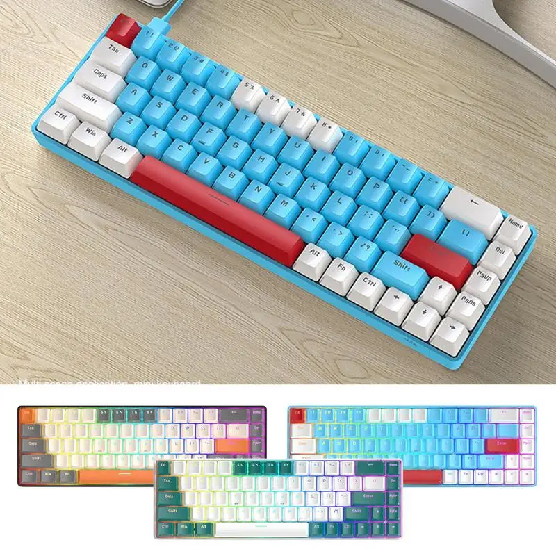 

Wired Mechanical Keyboard Game Design Compact 68 Keys Wired Mechanical Keyboard Durable Material Comfortable Buttons Ergonomic