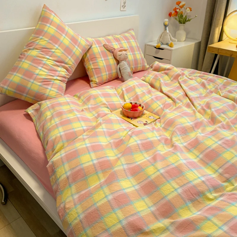 Пододеяльник в Корейском стиле из хлопка с розовыми полосками размеры 150x20 0