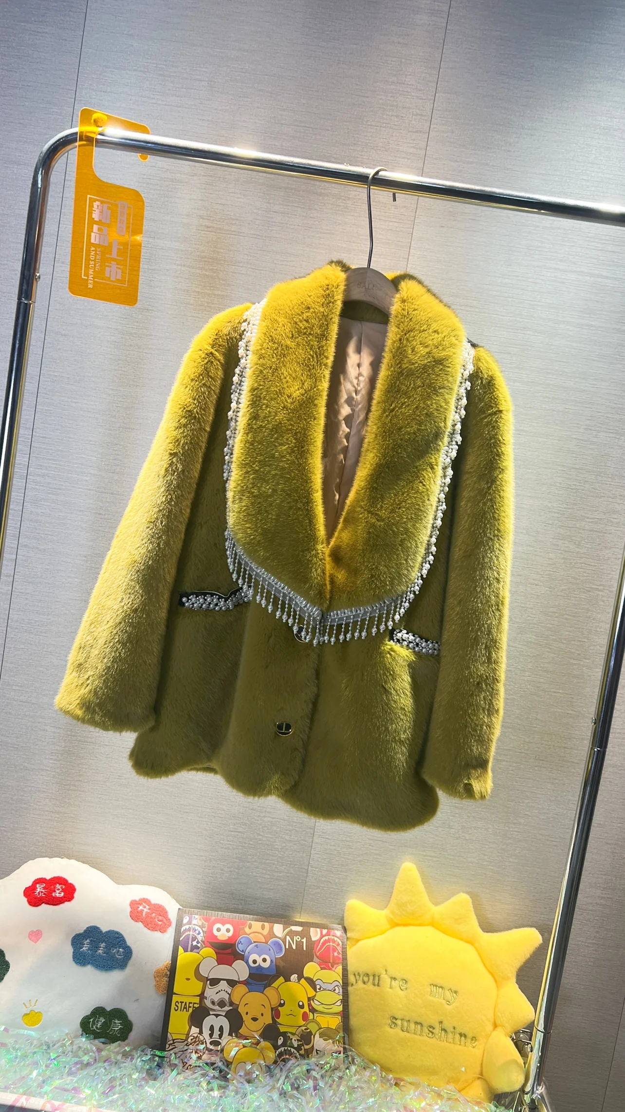 2022 New Winter Fashion Mink Velvet Loose Jacket Coat Keep Warm Long Sleeve Tassel Beading Women Faux Fur Overcoat Casual