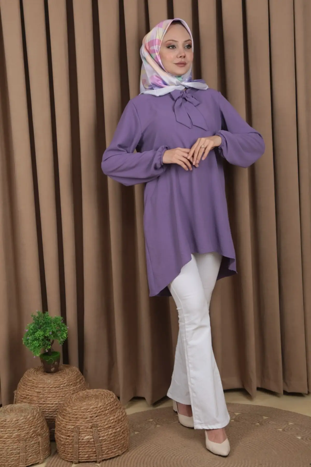 

Женский сиреневый галстук Туника Ayrobin